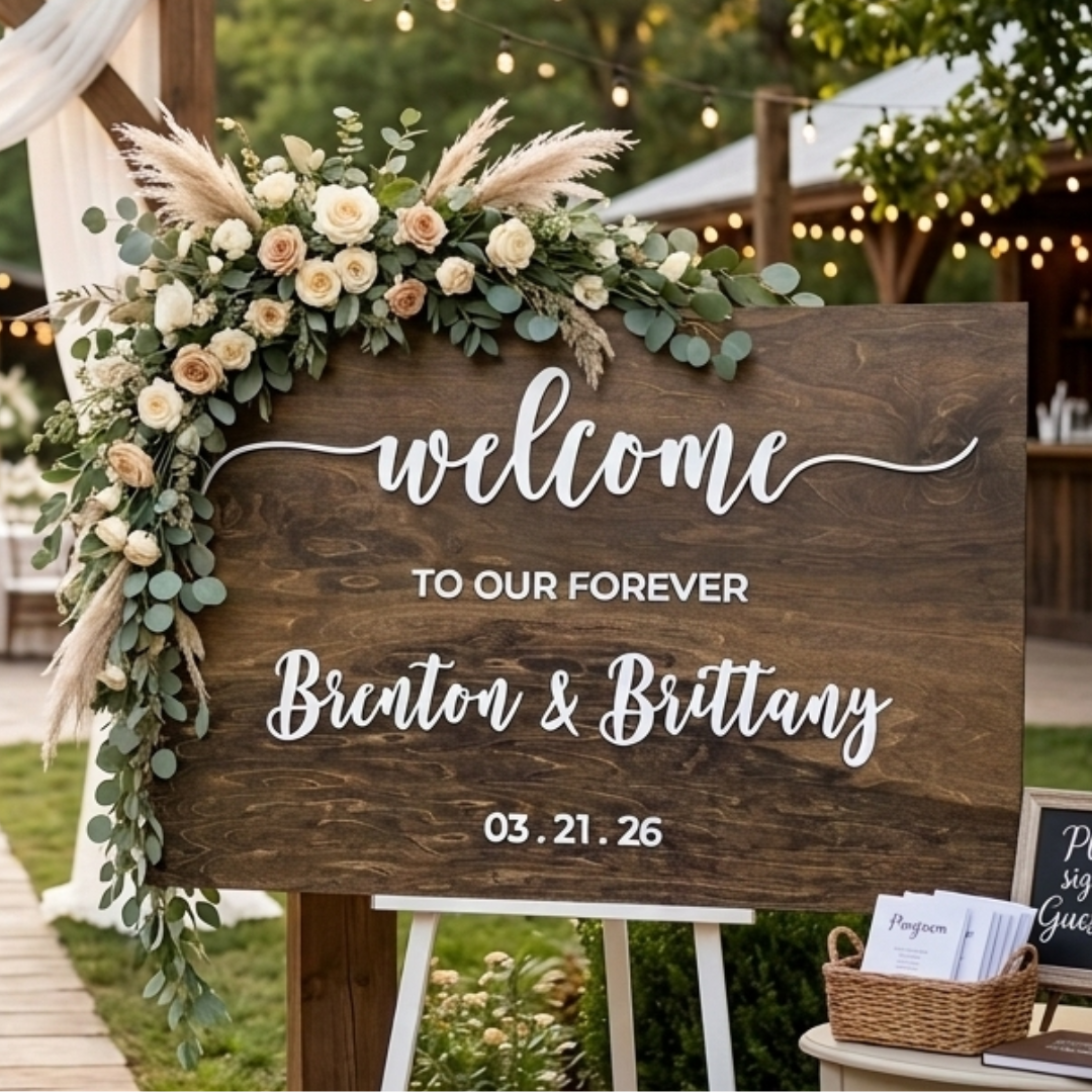 Last name home decor wedding sign with an est. date.
