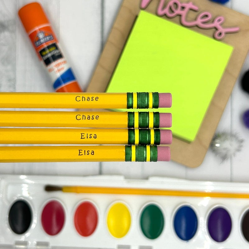 Personalized pencils with your child's name.