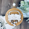 Just Married Car ornament with the year the bride and groom had their wedding.