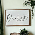 Last name sign with the Est date that they were married.