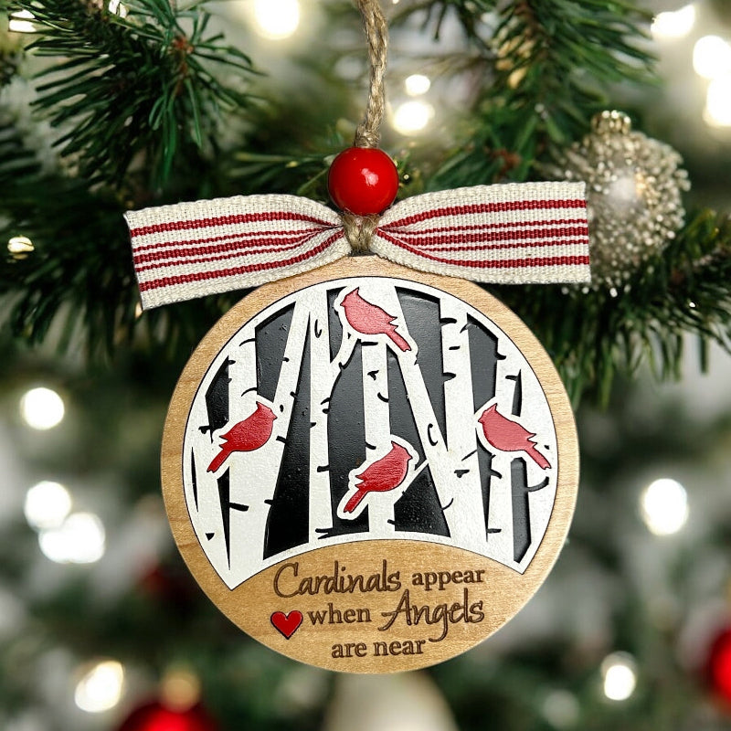 Cardinal ornament with a cute saying.